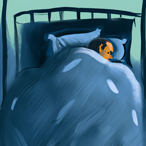 איור של אדם במיטה, ישן בנוחות.